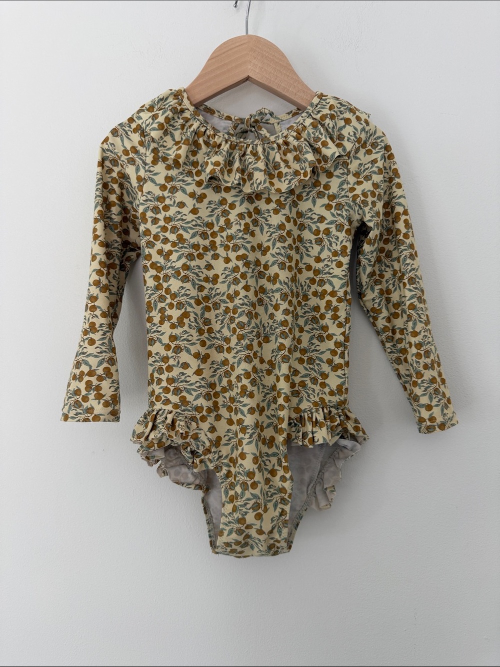 Kids Long-Sleeve Floral Ruffle One-Piece Darling Lemons 🍋 Print Size 5 Years